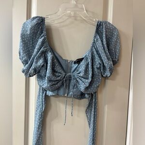 Cotton Candy LA Blue and White Crop Top